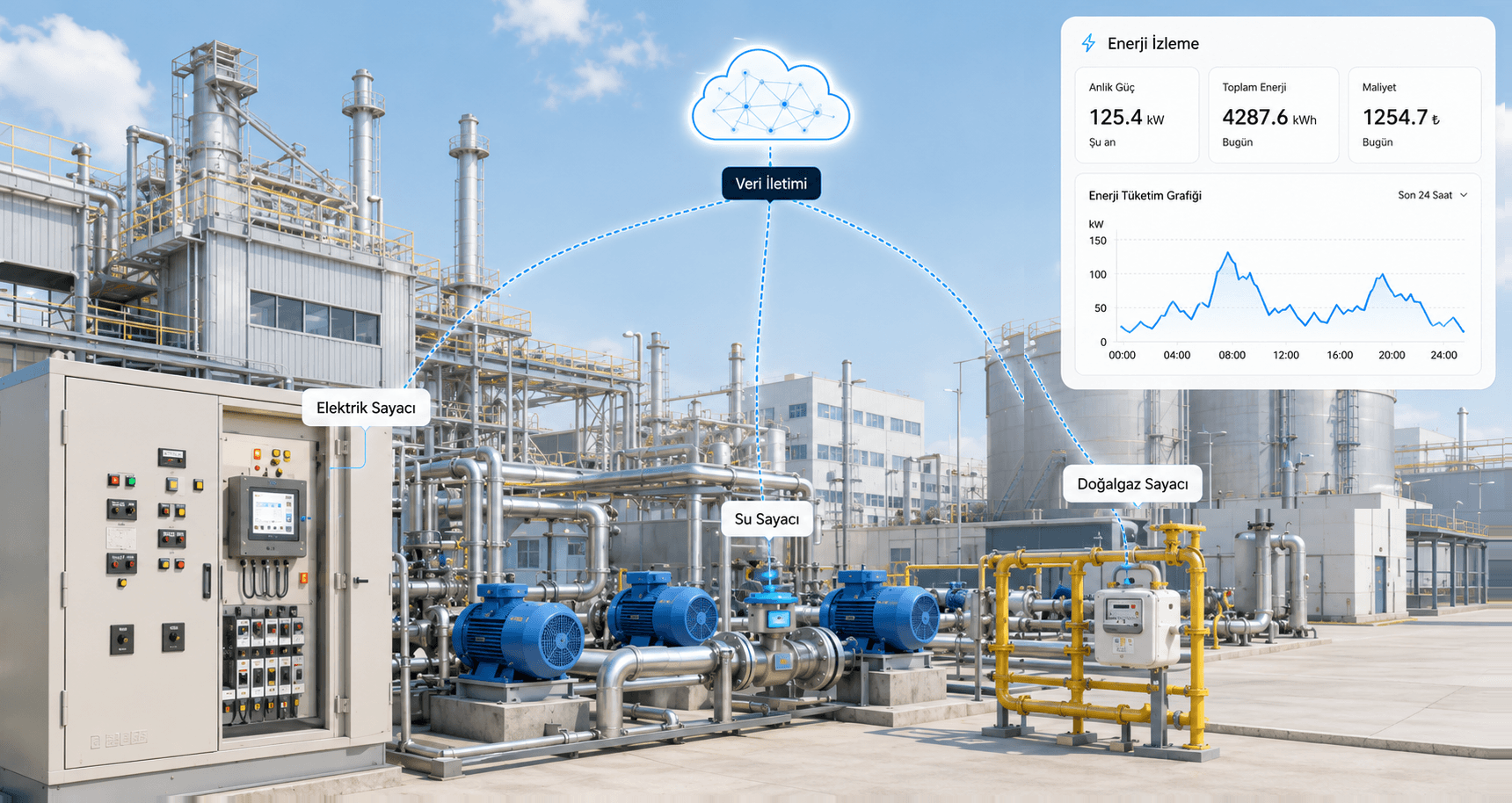 Enerji Tüketimi & Sayaç — sistem mimarisi ve canlı izleme
